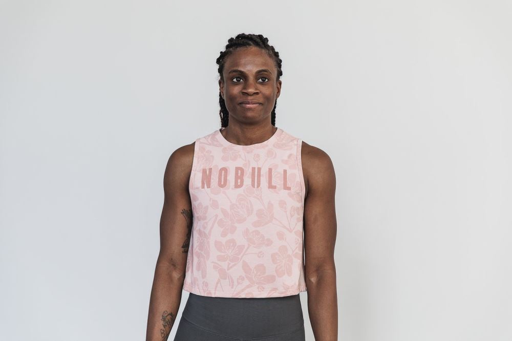 WOMEN'S MUSCLE TANK (CHERRY BLOSSOM) - DUSTY ROSE CHERRY BLOSSOM