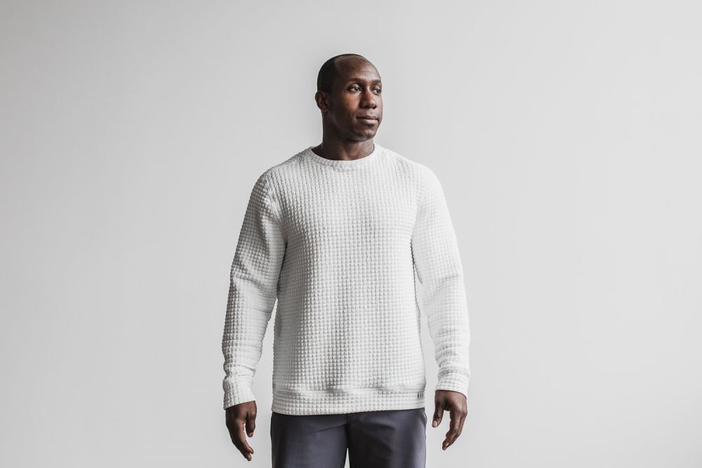 MEN'S QUILTED CREW PULLOVER - WHITE