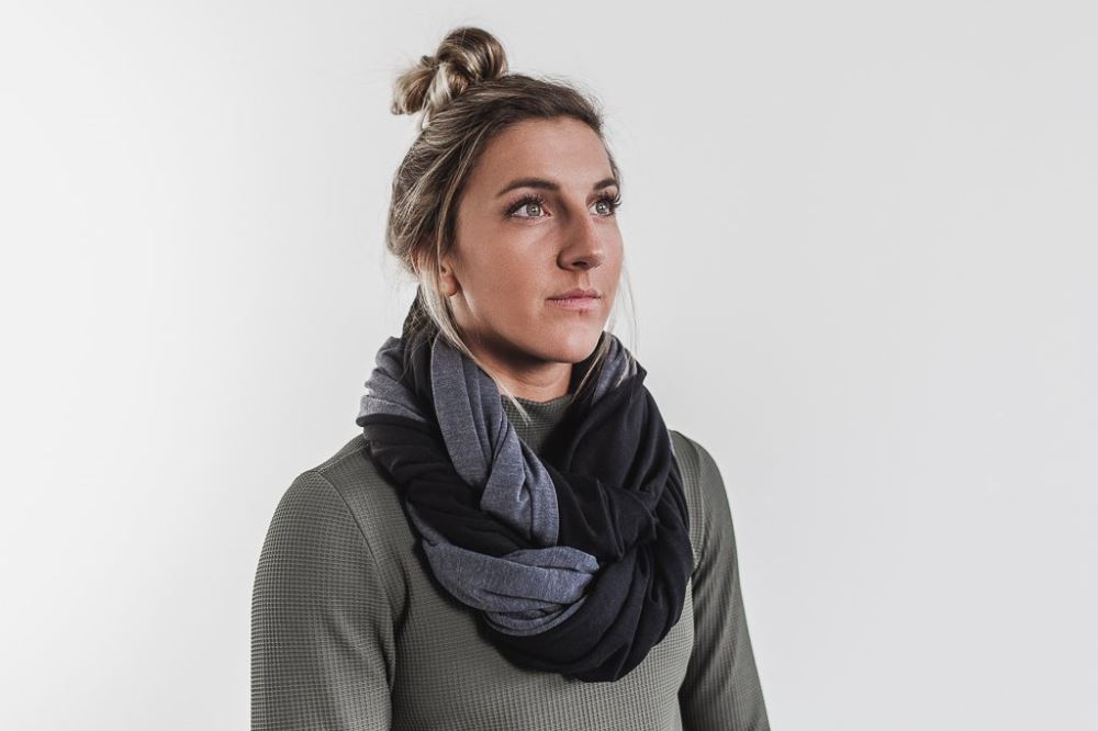 TWO-TONE INFINITY SCARF - BLACK & CHARCOAL