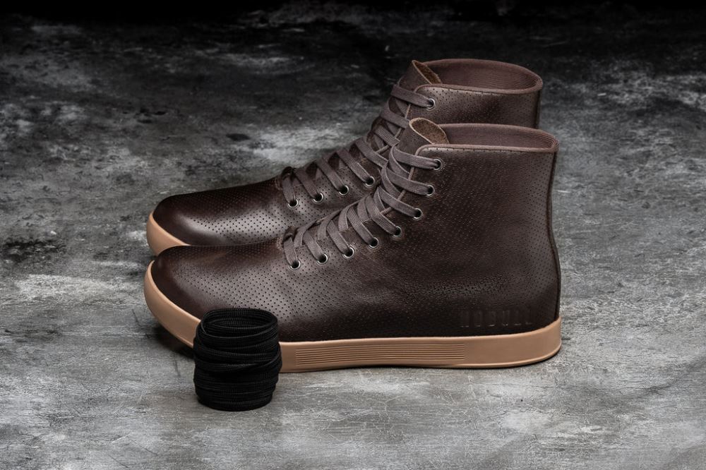 HIGH-TOP BROWN LEATHER TRAINER (WOMEN'S)