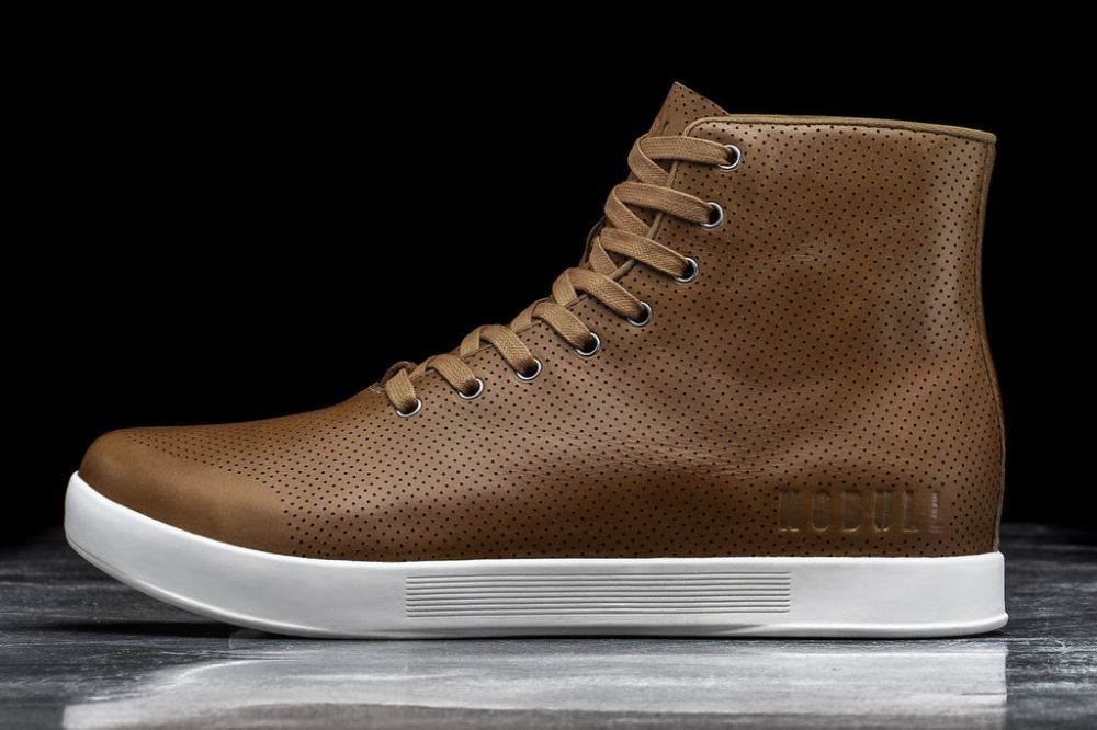 HIGH-TOP CHESTNUT LEATHER TRAINER (WOMEN'S)